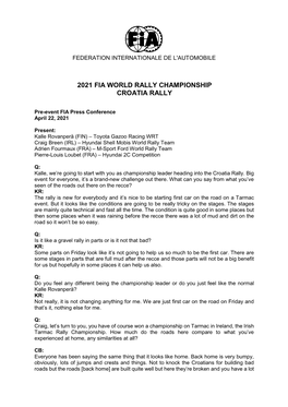 2021 Fia World Rally Championship Croatia Rally