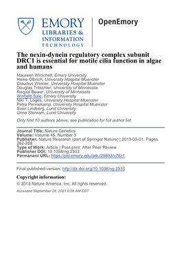 The Nexin-Dynein Regulatory Complex Subunit