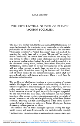 The Intellectual Origins of French Jacobin Socialism