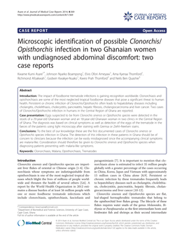 Microscopic Identification of Possible Clonorchis/ Opisthorchis Infection In