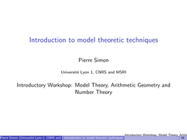 Introduction to Model Theoretic Techniques