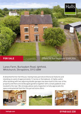 Lanes Farm, Burleydam Road, Ightfield, Whitchurch, Shropshire, SY13 4BW