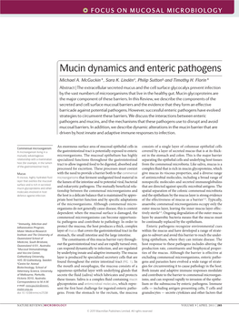 Mucin Dynamics and Enteric Pathogens