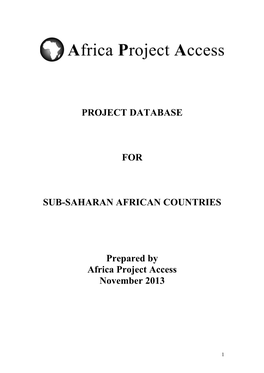 Project Database for Sub-Saharan African