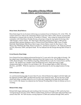 Biographies of Boxing Officials Georgia Athletic and Entertainment Commission