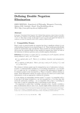 Defining Double Negation Elimination