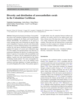 Diversity and Distribution of Azooxanthellate Corals in the Colombian Caribbean