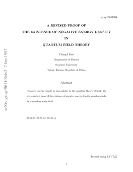 A Revised Proof of the Existence of Negative Energy Density in Quantum Field Theory