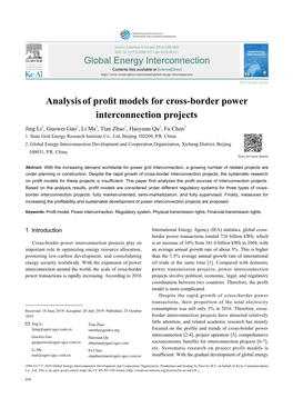 Analysisof Profit Models for Cross-Border Power Interconnection