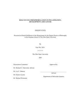 Role of Ets-2 Phosphorylation in Inflammation, Development and Cancer