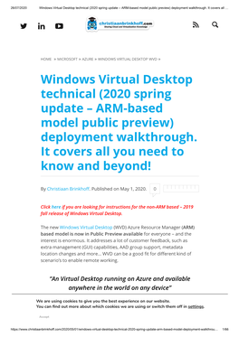 Windows Virtual Desktop Technical (2020 Spring Update – ARM-Based Model Public Preview) Deployment Walkthrough