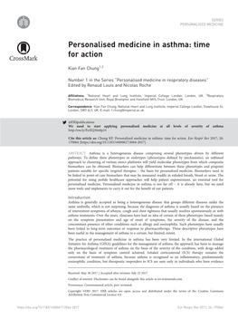 Personalised Medicine in Asthma: Time for Action