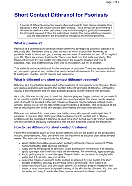 Short Contact Dithranol for Psoriasis