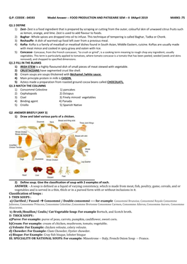 FOOD PRODUCTION and PATISEARIE SEM – II 04April 2019 MARKS :75