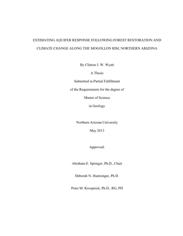 Estimating Aquifer Response Following Forest Restoration And