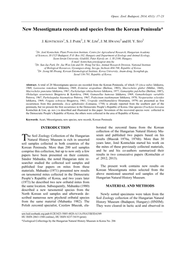New Mesostigmata Records and Species from the Korean Peninsula*