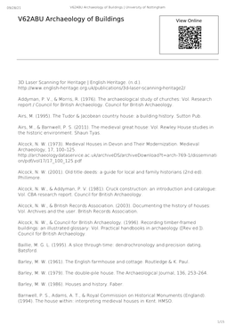 V62ABU Archaeology of Buildings | University of Nottingham