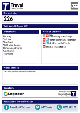 226 Barnsley Valid from 28 August 2021