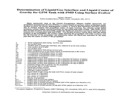 Determination of Liquid/Gas Interface and Liquid Center of Gravity For