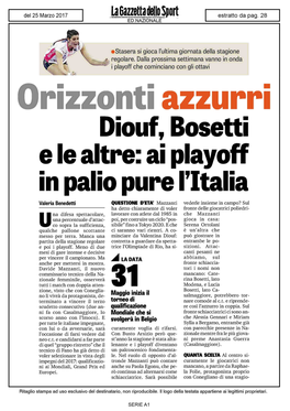 Diouf, Bosetti E Le Altre: Ai Playoff in Palio Pure L'italia