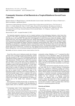 Community Structure of Soil Bacteria in a Tropical Rainforest Several Years After Fire