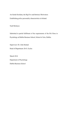 An Garda Síochána, the Big Five and Intrinsic Motivation