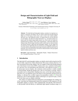 Design and Characterization of Light Field and Holographic Near-Eye Displays