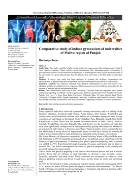 Comparative Study of Indoor Gymnasium of Universities of Malwa