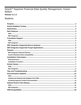 Oracle Hyperion Financial Data Quality Management Readme