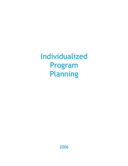 Individualized Program Planning (IPP) : ECS to Grade 12