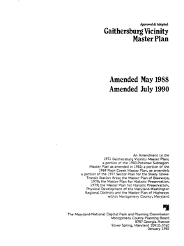Gaithersburg Vicinity Master Plan