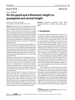 On the Geoid and Orthometric Height Vs. Quasigeoid and Normal Height