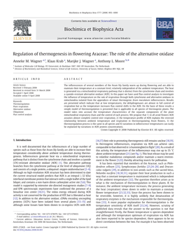 Regulation of Thermogenesis in Flowering Araceae