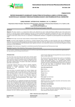 Areca Catechu Linn.) Scientifically Assessed Through Pharmacognosy and Pharmaceutical Chemistry