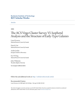 The ACS Virgo Cluster Survey. VI. Isophotal Analysis and Surface Brightness Proﬁles 3 at Odds with Previous Claims in Lauer Et Al