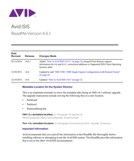 Avid ISIS Readme Version 4.6.1