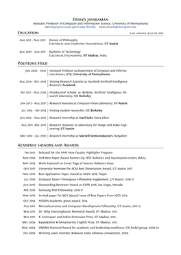 Dinesh Jayaraman Education Positions Held Academic Honors