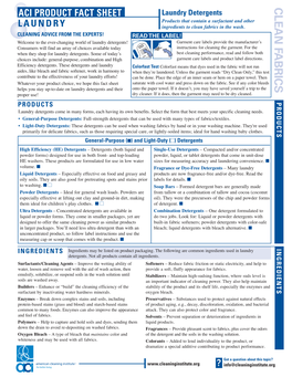 ACI Product Fact Sheet – Laundry Detergents