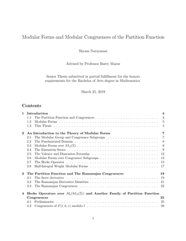 Modular Forms and Modular Congruences of the Partition Function