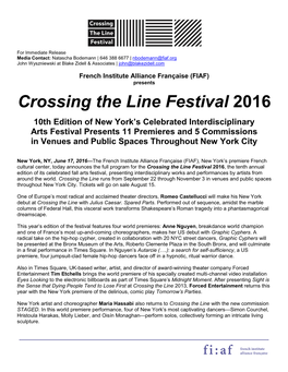 Crossing the Line Festival 2016