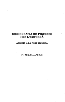 Bibliografia De Figueres I De L'empordà