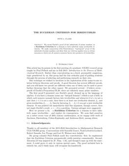 The Euclidean Criterion for Irreducibles 11