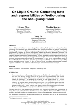 Contesting Facts and Responsibilities on Weibo During the Shouguang Flood