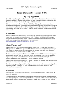 Optical Character Recognition U3A in Bath FOSS Group