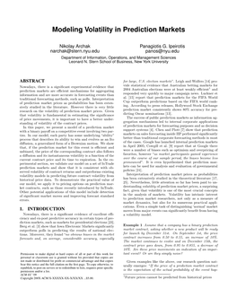 Modeling Volatility in Prediction Markets