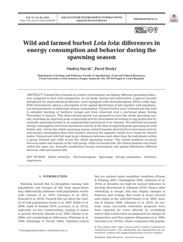 Wild and Farmed Burbot Lota Lota: Differences in Energy Consumption and Behavior During the Spawning Season