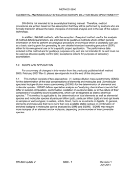 Method 6800: Elemental and Molecular Speciated Isotope