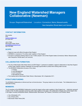 New England Watershed Managers Collaborative (Newman)