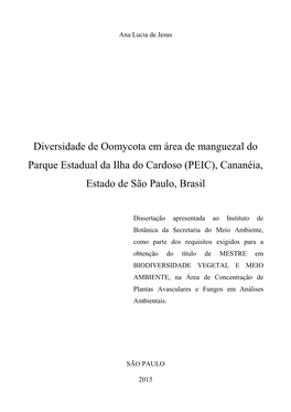 Diversidade De Oomycota Em Área De Manguezal Do Parque Estadual Da Ilha Do Cardoso (PEIC), Cananéia, Estado De São Paulo, Brasil