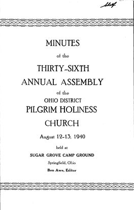 Minutes Thirty-Sixth Annual Assembly Pilgrim Holiness